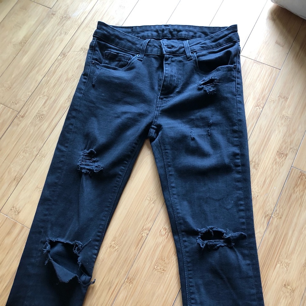 Distressed black jeans